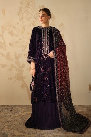 Velvet Elegant Luxury Work Unstitched Wedding Partywear  Winter Dress Nikha Walima Engagement Mehndi Mayon Dress