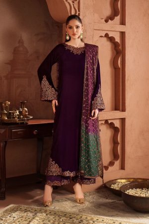 Velvet Elegant Luxury Work Unstitched Wedding Partywear  Winter Maroon Dress Nikha Walima Engagement Mehndi Mayon Dress