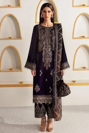 Velvet Elegant Luxury Work Unstitched Wedding Partywear  Winter Purple Dress Nikha Walima Engagement Mehndi Mayon Dress