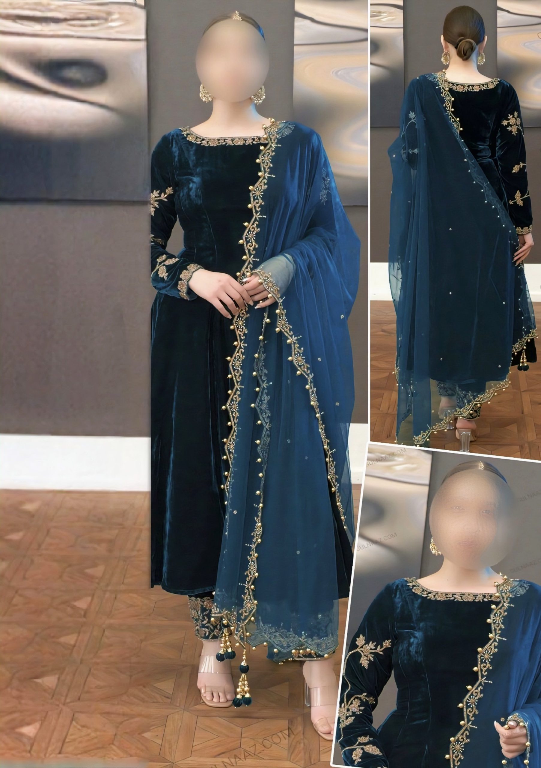 Velvet Elegant Luxury Work Unstitched Wedding Partywear Winter Zink Dress Nikha Walima Engagement Mehndi Mayon Dress