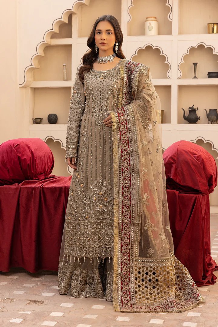 Elegant Luxury Work Unstitched Wedding Partywear Dress Nikha Walima Engagement Mehndi Mayon Dress