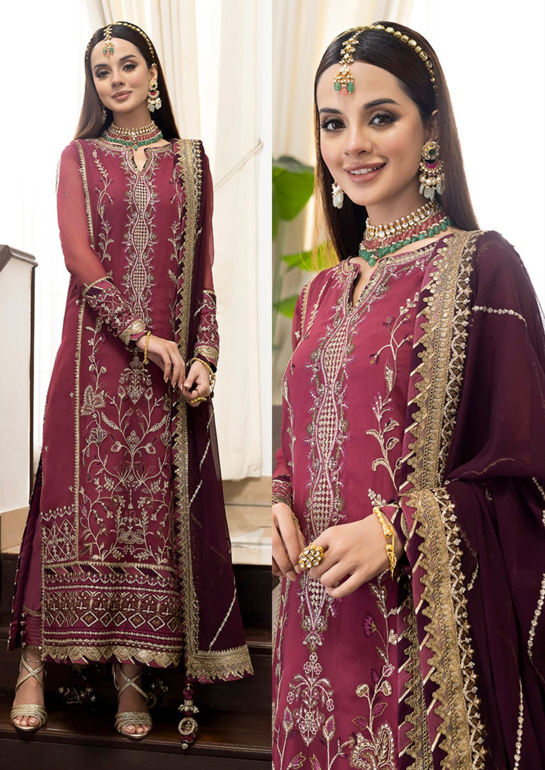 Elegant Luxury Work Unstitched Wedding Partywear Dress Nikha Walima Engagement Mehndi Mayon Dress