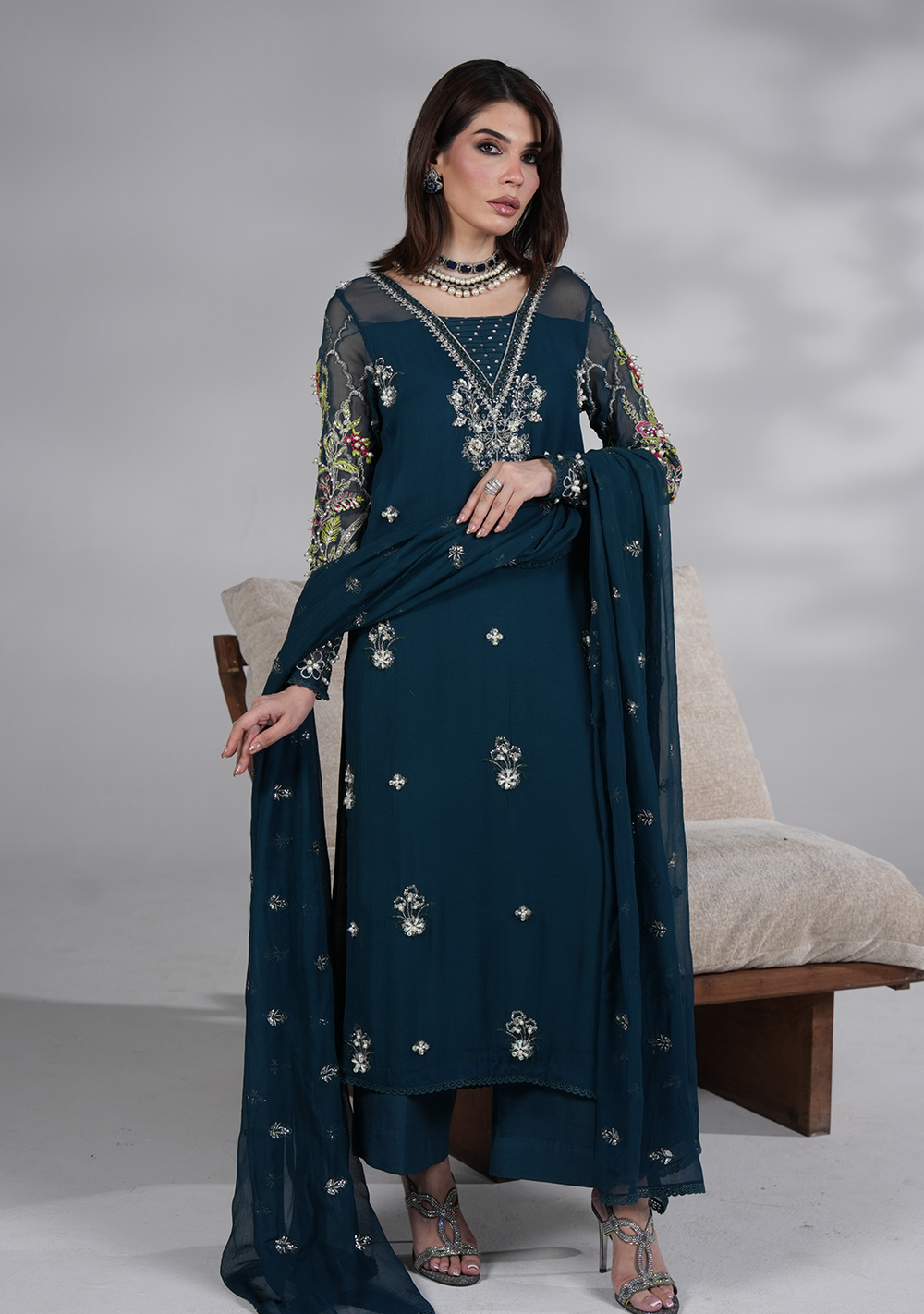 Elegant Luxury Work Unstitched Wedding Partywear Dress Nikha Walima Engagement Mehndi Mayon Dress