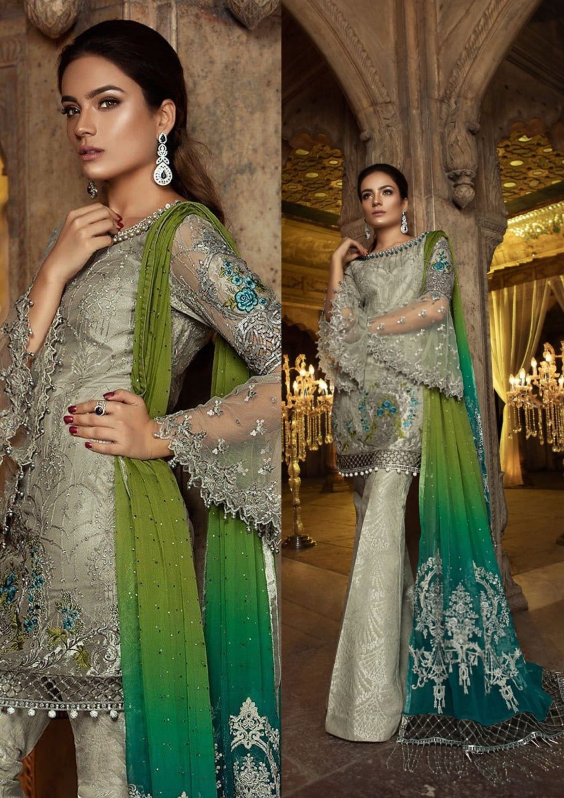 Elegant Luxury Work Unstitched Wedding Partywear Dress Nikha Walima Engagement Mehndi Mayon Dress