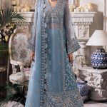 Elegant Luxury Work Unstitched Wedding Partywear Sky blue Dress Nikha Walima Engagement Mehndi Mayon Dress