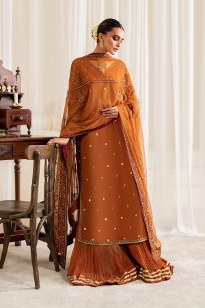 Elegant Luxury Work Unstitched Wedding Partywear mustard Dress Nikha Walima Engagement Mehndi Mayon Dress
