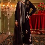 Velvet Elegant Luxury Work Unstitched Wedding Partywear  Winter Maroon Dress Nikha Walima Engagement Mehndi Mayon Dress