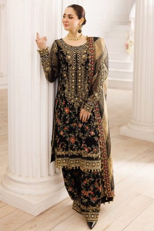 Elegant Luxury Work Unstitched Wedding Partywear Black Dress Nikha Walima Engagement Mehndi Mayon Dress