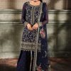 Elegant Luxury Work Unstitched Wedding Partywear Navy Blue Dress Nikha Walima Engagement Mehndi Mayon Dress