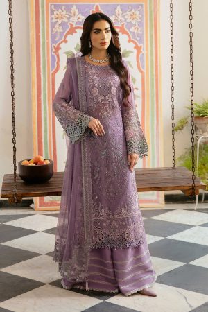 Elegant Luxury Work Unstitched Wedding Partywear Purple Dress Nikha Walima Engagement Mehndi Mayon Dress
