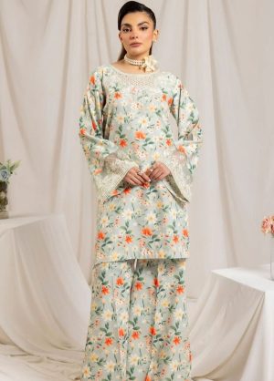 Elegant Summer Printed Embroidery Lawn Dress