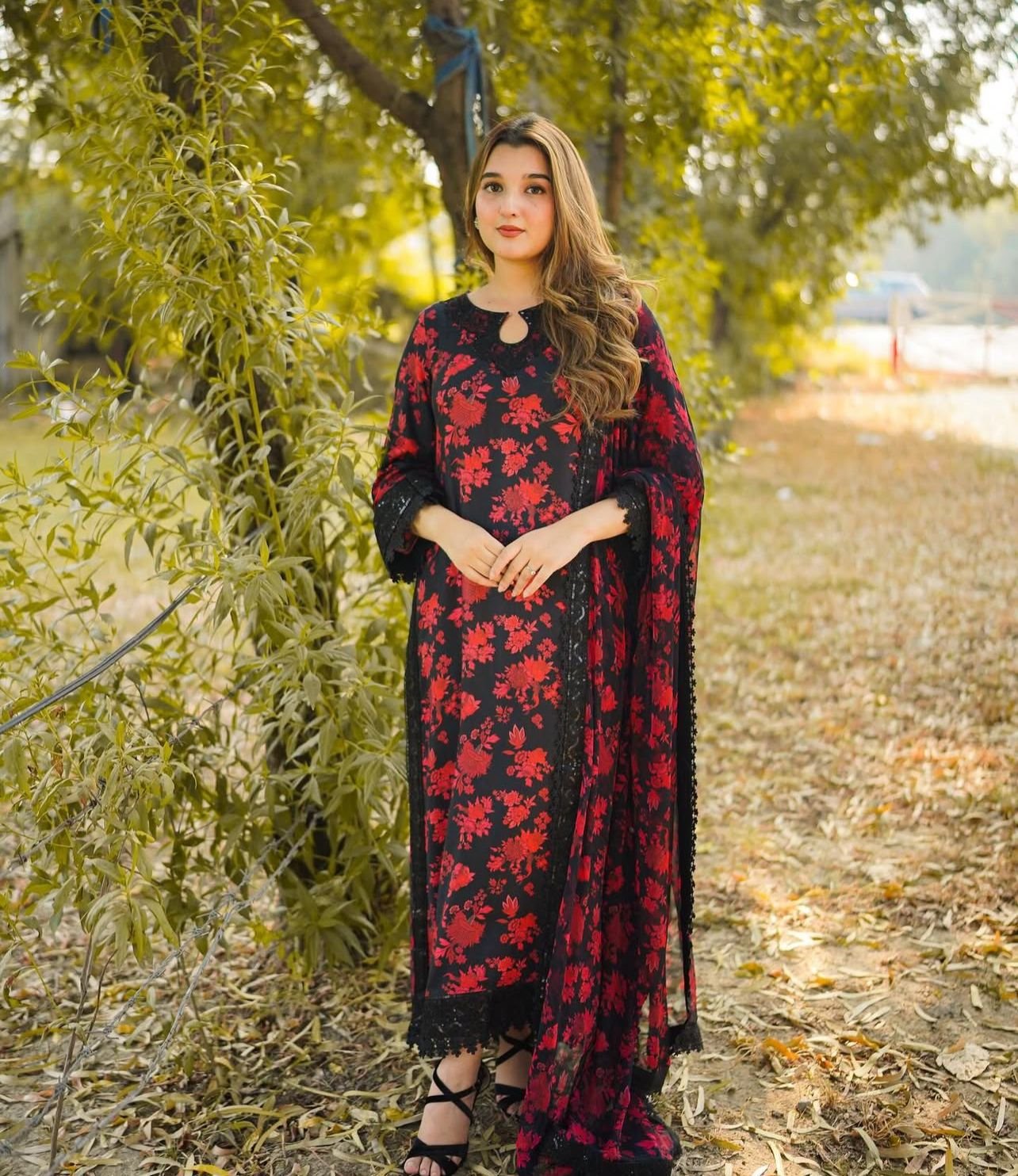 Elegant Summer Printed Embroidery Lawn Dress