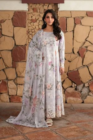 Elegant Summer Printed Embroidery Lawn Dress