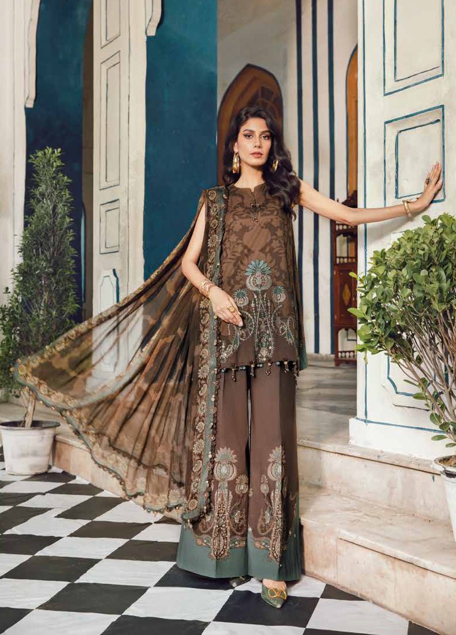 Elegant Summer Printed Embroidery Lawn Dress