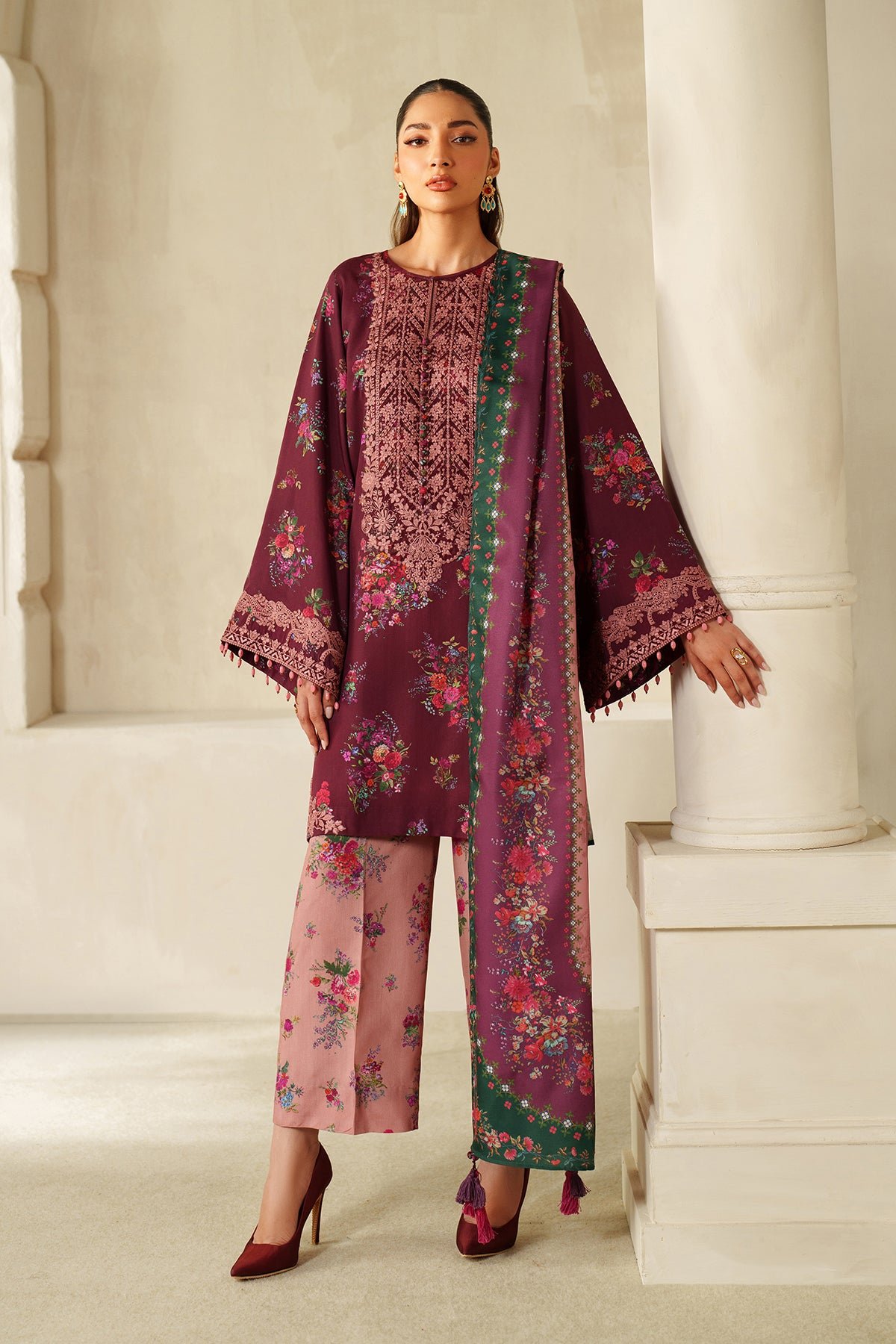 Elegant Summer Printed Embroidery Lawn Dress