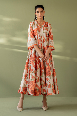 Elegant Summer Printed Embroidery  Lawn Dress