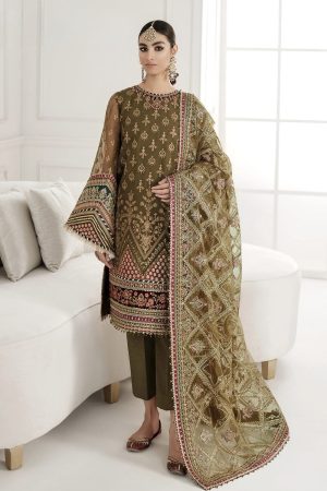 Elegant Luxury Work Unstitched Wedding Partywear brown Dress Nikha Walima Engagement Mehndi Mayon Dress