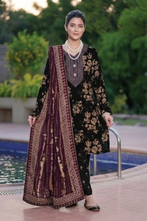 Elegant Summer Printed Embroidery Lawn Dress