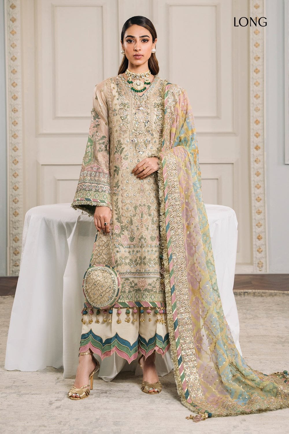 Elegant Luxury Work Unstitched Wedding Partywear Dress Nikha Walima Engagement Mehndi Mayon Dress
