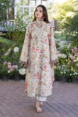 Elegant Summer Printed Embroidery Lawn Dress