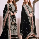 Elegant Summer Luxury Embroidery Unstitched Black Dress