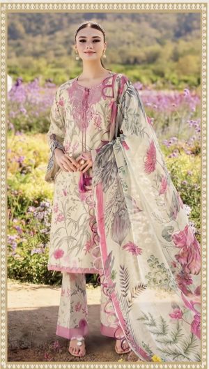 Elegant Summer Printed Embroidery Lawn Dress