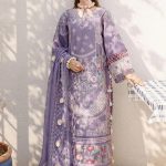 Elegant Summer Luxury Embroidery Unstitched Purple Dress