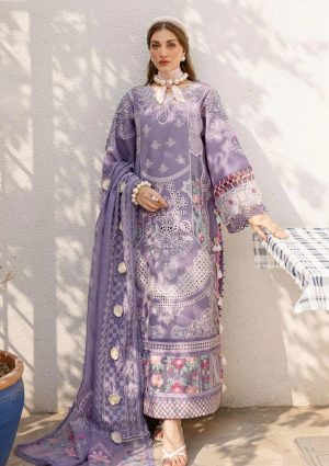 Elegant Summer Luxury Embroidery Unstitched Purple Dress