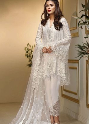 Elegant Luxury Work Unstitched Wedding Partywear white Dress Nikha Walima Engagement Mehndi Mayon Dress