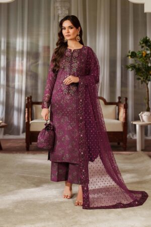 Elegant Summer Printed Embroidery  Unstitched Lawn Dress