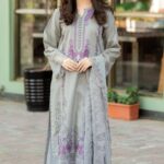 Elegant Summer Luxury Embroidery Unstitched Gray Lawn Dress