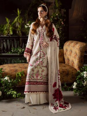 Elegant Summer Luxury Embroidery Unstitched White Lawn Dress