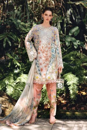 Elegant Summer Printed Embroidery  Unstitched Lawn Dress
