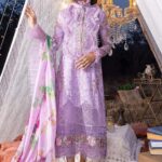 Elegant Summer Luxury Embroidery Unstitched Purple Lawn Dress
