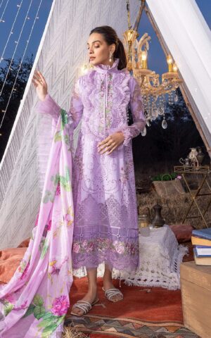Elegant Summer Luxury Embroidery Unstitched Purple Lawn Dress