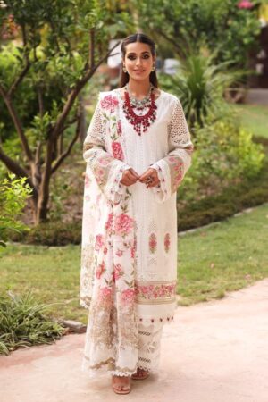 Elegant Summer Luxury Embroidery  Unstitched white Dress