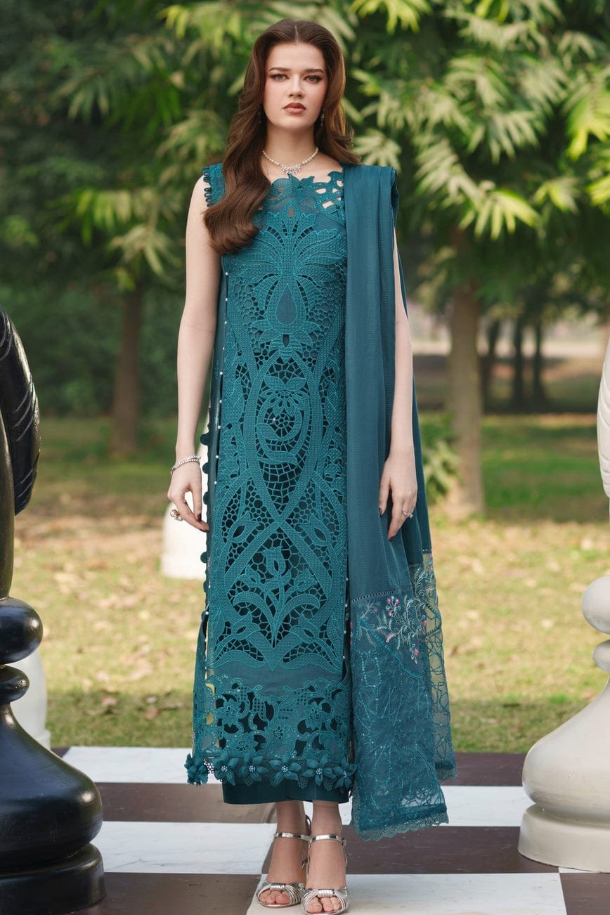Elegant Summer Luxury Embroidery Unstitched Zinq Green Lawn Cotton Dress