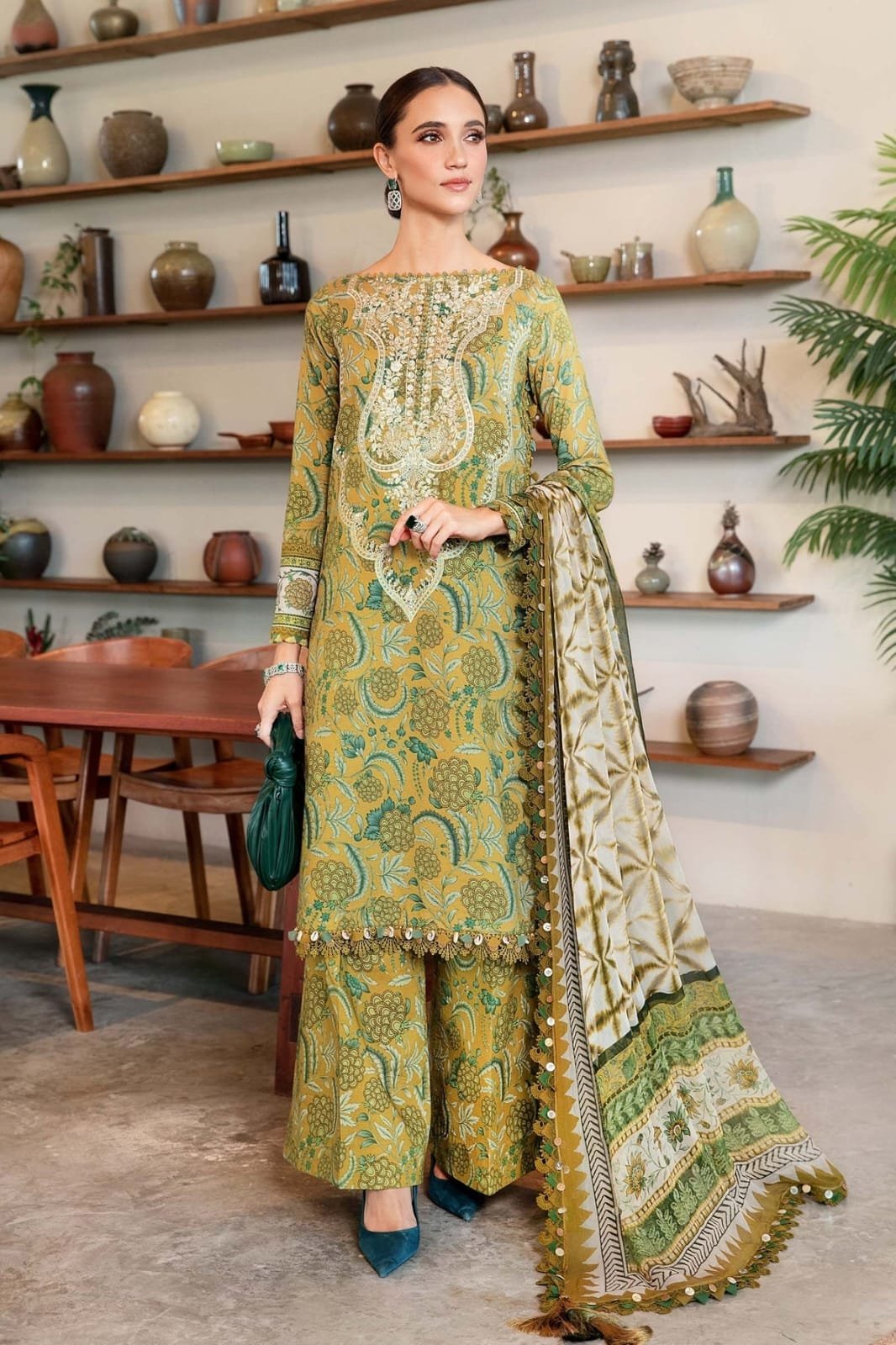 Elegant Summer Printed Embroidery Unstitched Lawn Dress