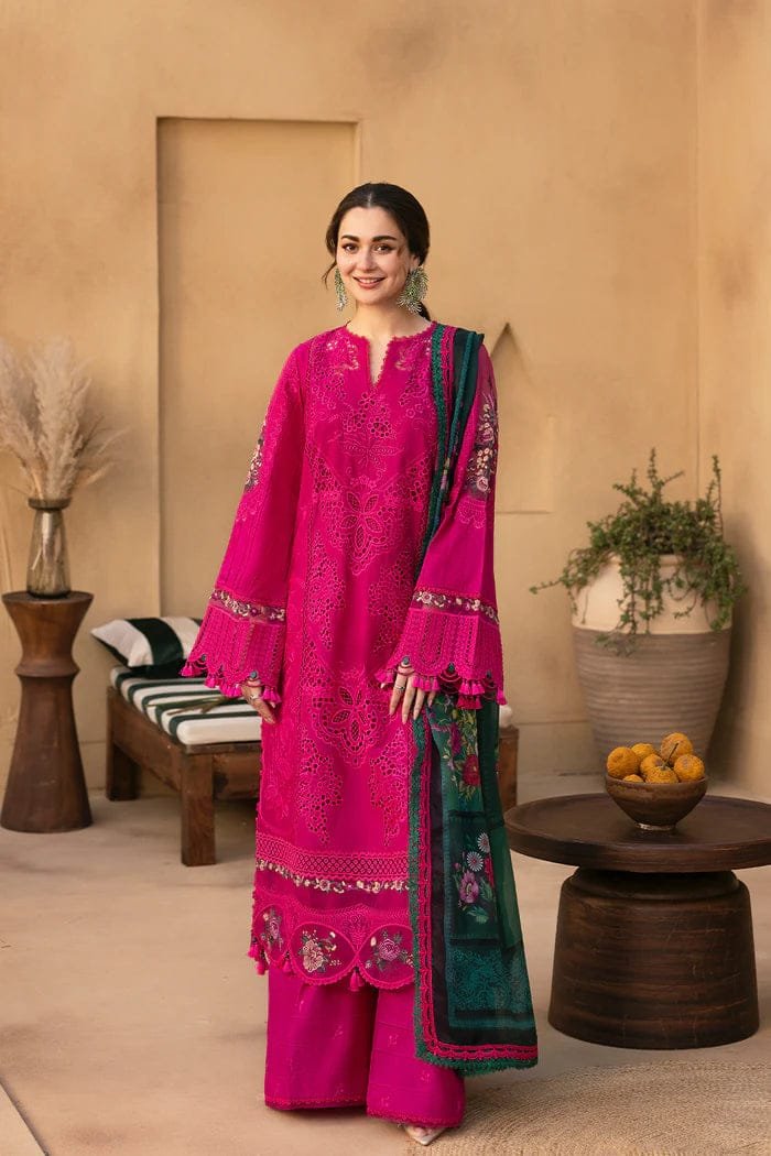 Elegant Summer Luxury Embroidery Unstitched Lawn cotton Pink Dress