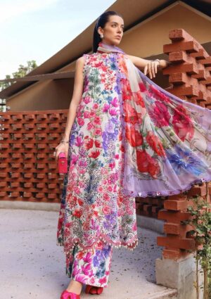 Elegant Summer Printed Embroidery Unstitched Lawn Dress