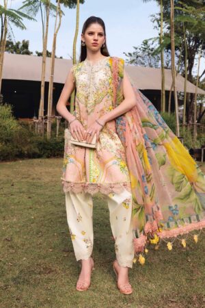 Elegant Summer Printed Embroidery Unstitched Lawn Dress