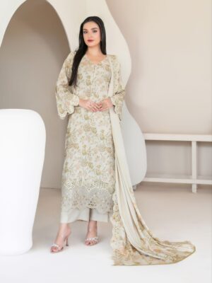 Elegant Summer Luxury Embroidery Unstitched Lawn Cotton Dress
