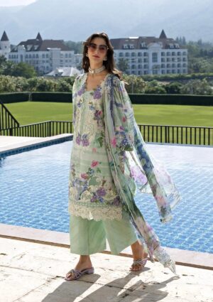 Elegant Summer Printed Embroidery  Unstitched Lawn Dress