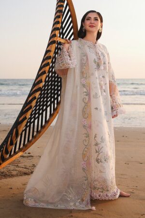 Elegant Summer Luxury Embroidery  Unstitched Cotton white Dress