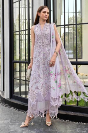 Elegant Summer Luxury Embroidery  Unstitched purple Lawn Dress