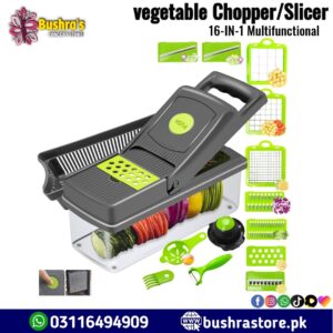 16-in-1 Multifunctional Vegetable Chopper & Slicer with Colander Basket and Storage Container