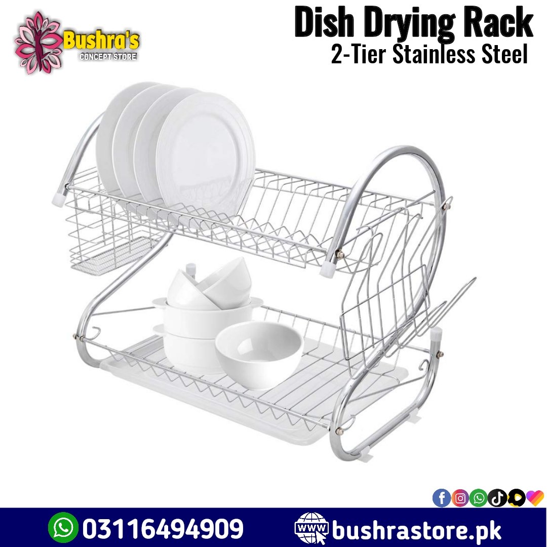 2-Tier Stainless Steel Dish Drying Rack