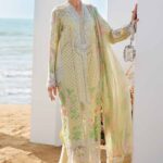 Elegant Summer Luxury Embroidery  Unstitched Lawn Cotton Lemon Yellow Dress
