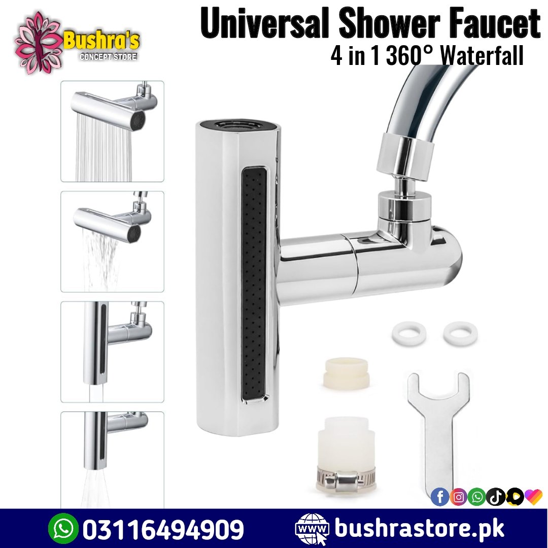 4-in-1 360° Waterfall Faucet Head