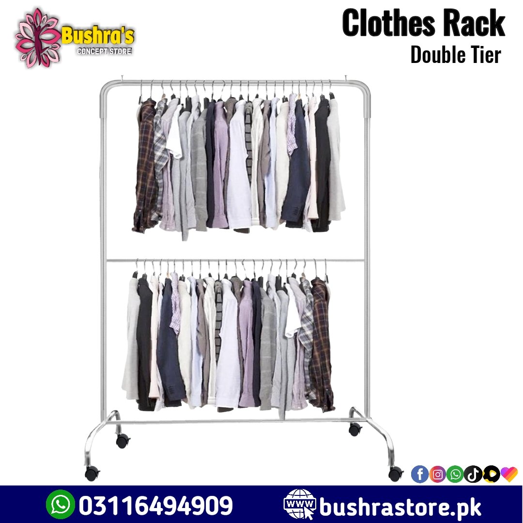 Double-Tier Wardrobe Organizer Clothes Rack